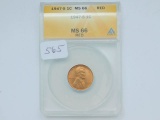 1947S LINCOLN CENT ANACS MS66 RED