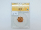 1948D LINCOLN CENT ANACS MS65 RED