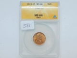 1940 LINCOLN CENT ANACS MS66 RED
