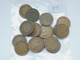 20 MIXED DATE INDIAN HEAD CENTS F & BETTER