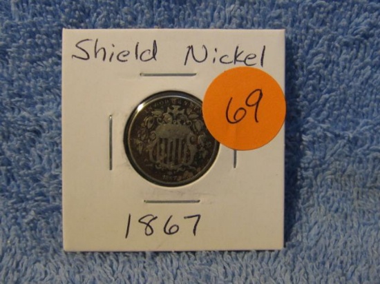 1867 SHIELD NICKEL VG
