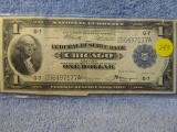 1918 $1. NATIONAL BANK NOTE CHICAGO, ILL. AU