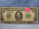 1934 $100. FEDERAL RESERVE NOTE F