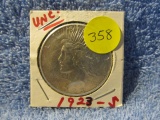 1923S PEACE DOLLAR AU