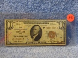 1929 $10. NATIONAL CURRENCY NOTE CLEVELAND, OH. XF