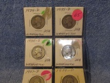 1934D,35D,35S,36S,37D,39D, WASHINGTON QUARTERS (6-COINS)