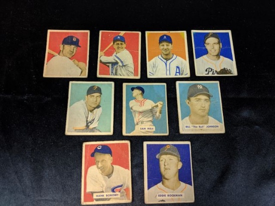 1949 Bowman baseball lot of 9 cards, #195, # 134, #129, #118, #99, #93, #80, #66, #56