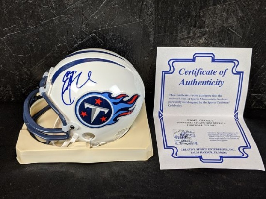 Eddie George signed mini-helmet , Eddie George hologram