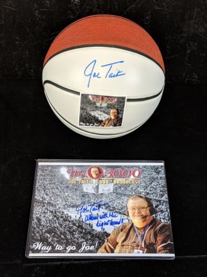 Joe Tait signed basketball & color 8X10 & certs from signing