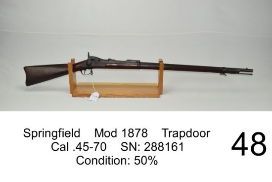 Springfield    Mod 1878    Trapdoor    Cal .45-70    SN: 288161    Condition: 50%