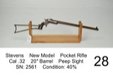 Stevens    New Model    Pocket Rifle    Cal .32    20