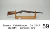 Stevens    Visible Loader    Cal .22 LR    SN: R414    Condition: 50%