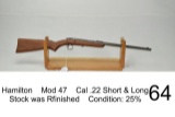 Hamilton    Mod 47    Cal .22 Short & Long    Stock was Refinished    Condition: 25%