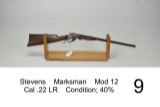 Stevens    Marksman    Mod 12    Cal .22 LR    Condition: 40%