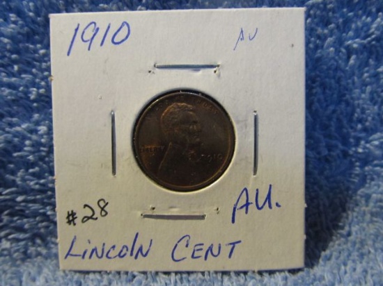 1910 LINCOLN CENT AU+