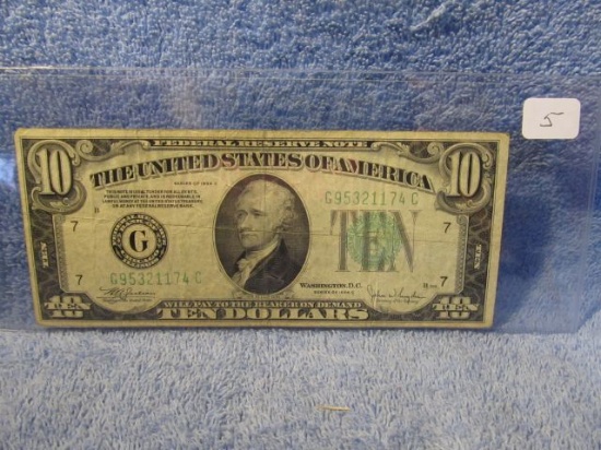 1934C $10. FEDERAL RESERVE NOTE CHICAGO, ILL. F