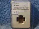 1945D LINCOLN CENT NGC MS66 RD