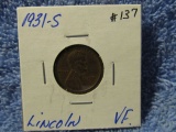 1931S LINCOLN CENT SEMI KEY VF