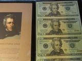 UNCUT SHEET OF 4 $20. STAR NOTES