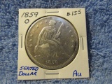 1859O SEATED DOLLAR AU