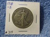 1918S WALKING LIBERTY HALF VG