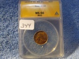 1945S LINCOLN CENT ANACS MS66 RED