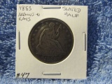 1853 W/ARROWS & RAYS SEATED HALF VG