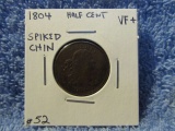 1804 SPIKED CHIN HALF CENT VF+