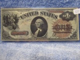 1880 $1. U.S. LEGAL TENDER NOTE (LARGE RED SEAL & SERIAL #) AU