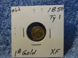 1850 TYPE-1 GOLD DOLLAR XF