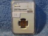 1942 LINCOLN CENT NGC MS67 RED