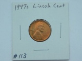 1947S LINCOLN CENT BU RED