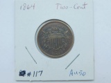 1864 2-CENT PIECE AU