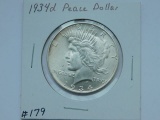 1934D PEACE DOLLAR (SHARP SEMI KEY) BU