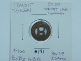 BOISE STREET CAR CO. TRANSIT TOKEN