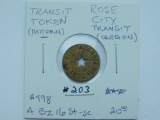 ROSE CITY TRANSIT CO. (OREGON) PATTERN TOKEN (RARE) A BZ 16 ST-SC