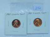 1960,61, LINCOLN CENTS (2-COINS) PF