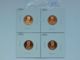 1990S,91S,92S,93S, LINCOLN CENTS (4-COINS) PF