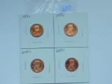 1998S,99S,2000S,01S, LINCOLN CENTS (4-COINS) PF