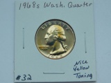 1968S WASHINGTON QUARTER (NICE OBV. TONING) PF