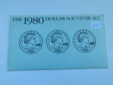 1980 SUSAN B. ANTHONY DOLLAR 3-PC. SOUVINER SET BU