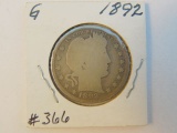 1892 BARBER QUARTER (FIRST YEAR) G