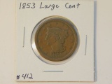 1853 LARGE CENT VG