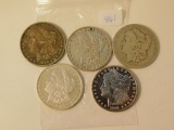 1886O,87,89,89O,90O, MORGAN DOLLARS (5-COINS)