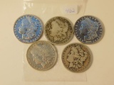 1886O,89O,90O,91O,92O, MORGAN DOLLARS (5-COINS)