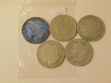 1886O,89O,90O,91O,96O, MORGAN DOLLARS (5-COINS)