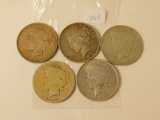 1922,22S,23,24,25, PEACE DOLLARS (5-COINS)