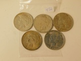 2-1922,22S,2-26S, PEACE DOLLARS (5-COINS)