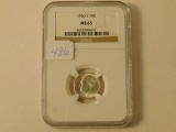 1950S ROOSEVELT DIME NGC MS65