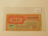 U.S. 10-CENT MILITARY CERTIFICATE